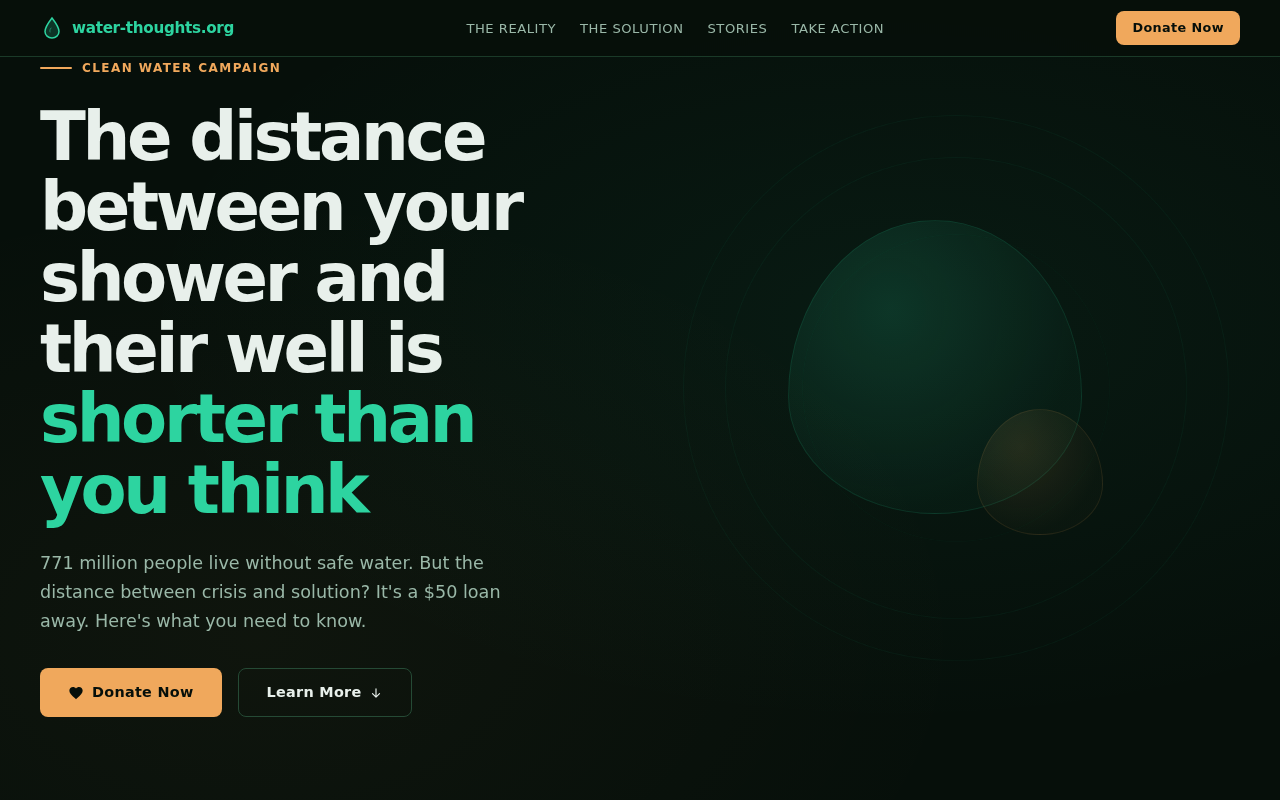 Screenshot of water-thoughts.org/clean-water-shower-thoughts.html