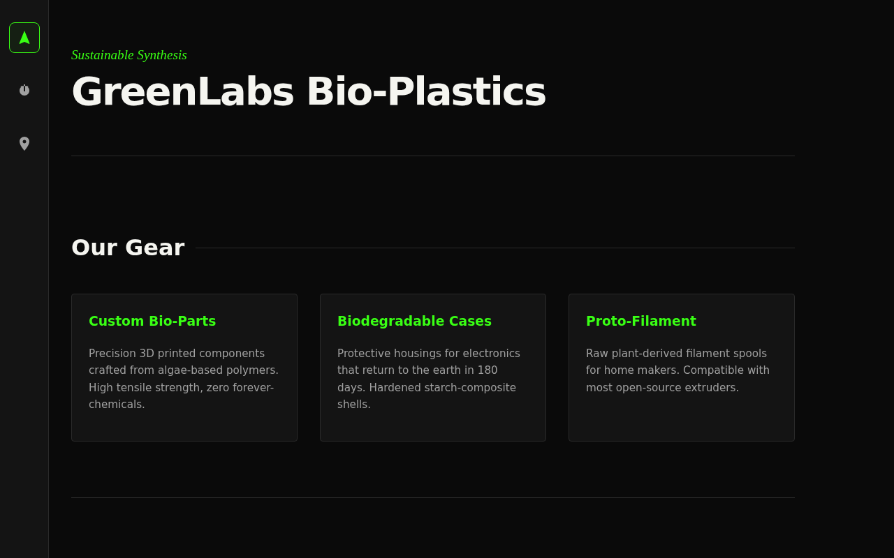 Screenshot of greenlabslocal.net/our-offerings.html