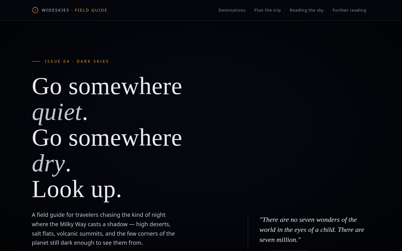 Screenshot of wideskies.fieldguide/dark-skies.html