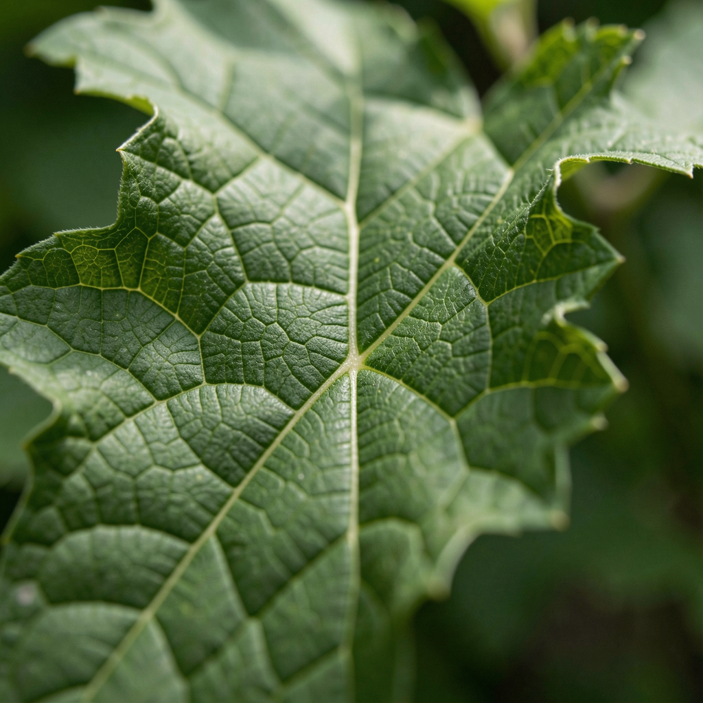 Close-up macro view of a leaf showing detailed vein patterns
