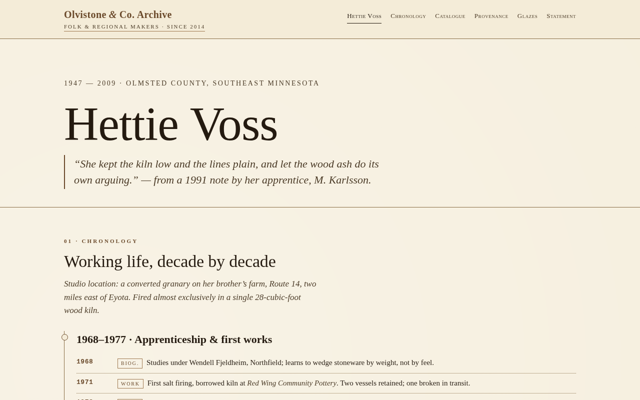 Screenshot of olvistone-archive.tld/hettie-voss-catalogue.html