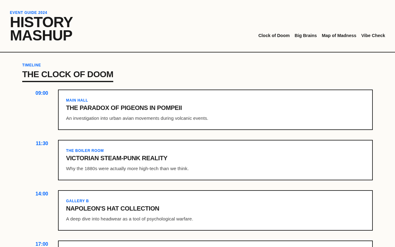Screenshot of chronos-chaos.net/event-guide.html