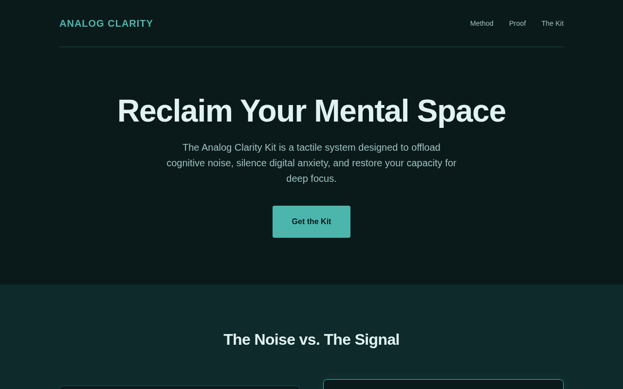 Screenshot of analog-clarity.net/the-brain-dump-method.html
