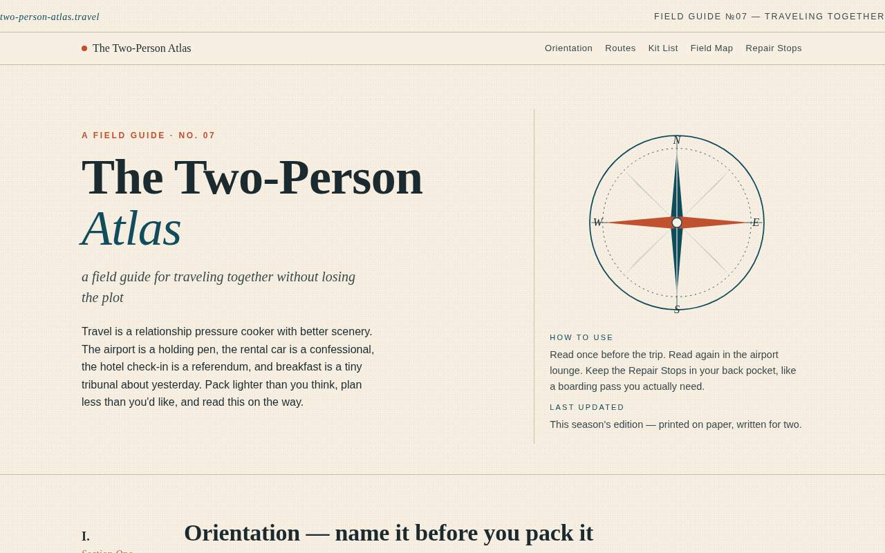 Screenshot of two-person-atlas.travel/field-guide.html