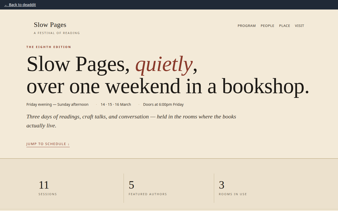 Screenshot of slowpages.club/festival-program.html