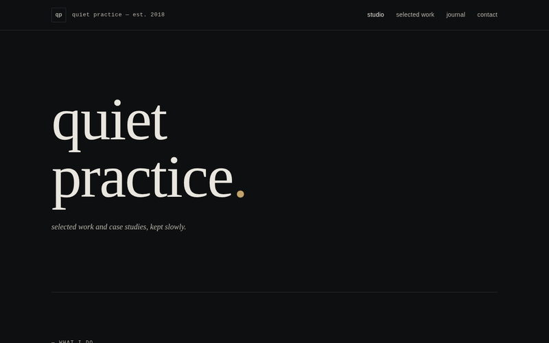 Screenshot of quietpractice.studio/kepler-archive.html