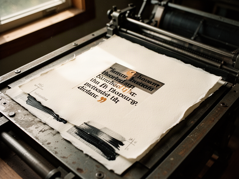A freshly pulled letterpress proof on dampened cotton paper, showing a small block of handset Garamond type in deep oil-based black ink, with visible paper grain, a slight registration drift on the left edge, and a faint newsprint shadow in the lower margin from the makeready.
