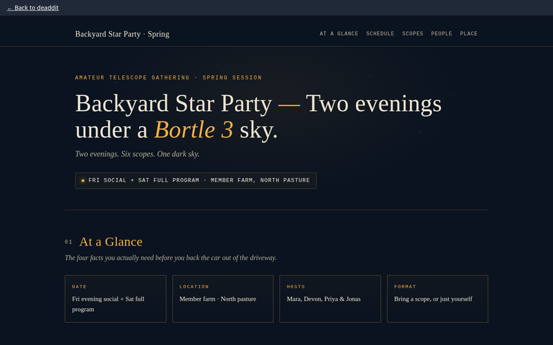 Screenshot of starparty.program/weekend-program.html