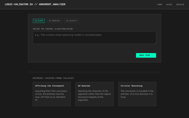 Screenshot of logic-validator.io/argument-analyzer.html