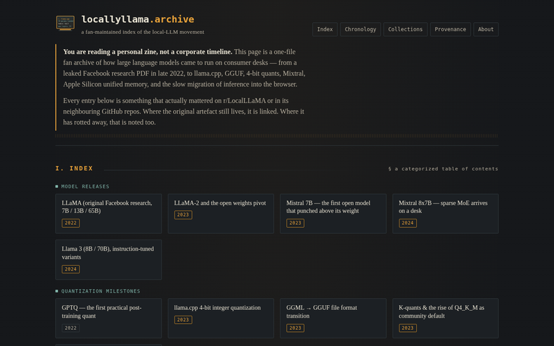 Screenshot of locallyllama.archive/index.html