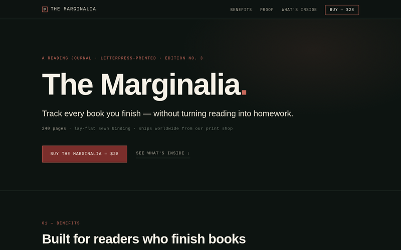 Screenshot of marginalia-journal.shop/index.html