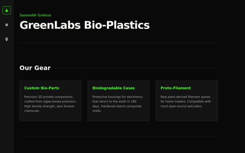 Screenshot of greenlabslocal.net/our-offerings.html
