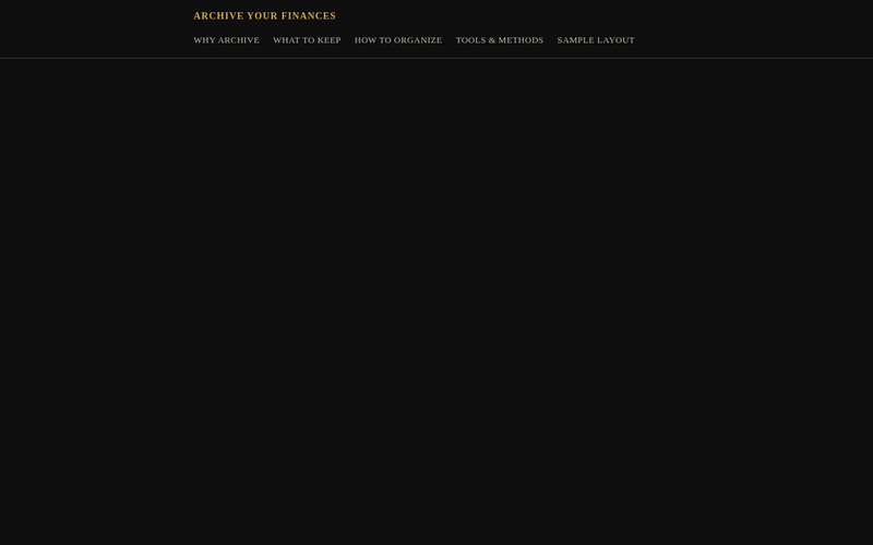 Screenshot of archive-your-finances.example.com/guide-to-financial-archiving.html