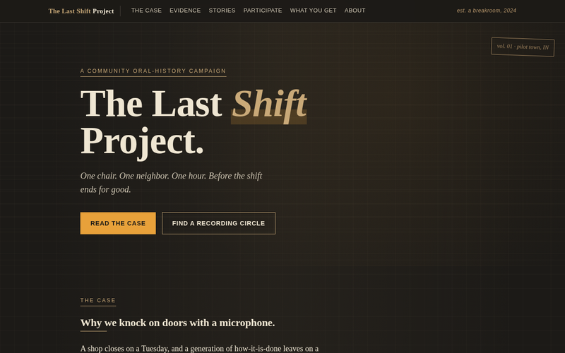 Screenshot of lastshiftproject.org/the-last-shift-project.html